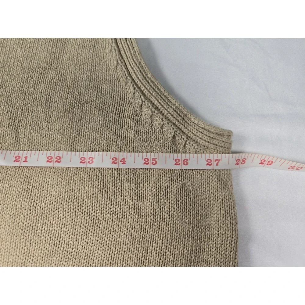 Vintage Y2K Eddie Bauer XXL Tall Linen Cotton Sweater Vest Beige Preppy Academia